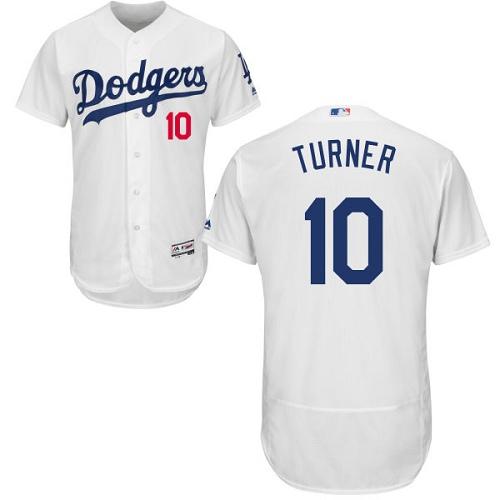 Dodgers #10 Justin Turner White Flexbase Authentic Collection Stitched MLB Jersey